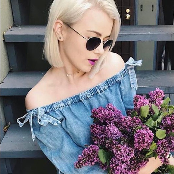 Skies Are Blue Tops - Off-The-Shoulder Tie Top